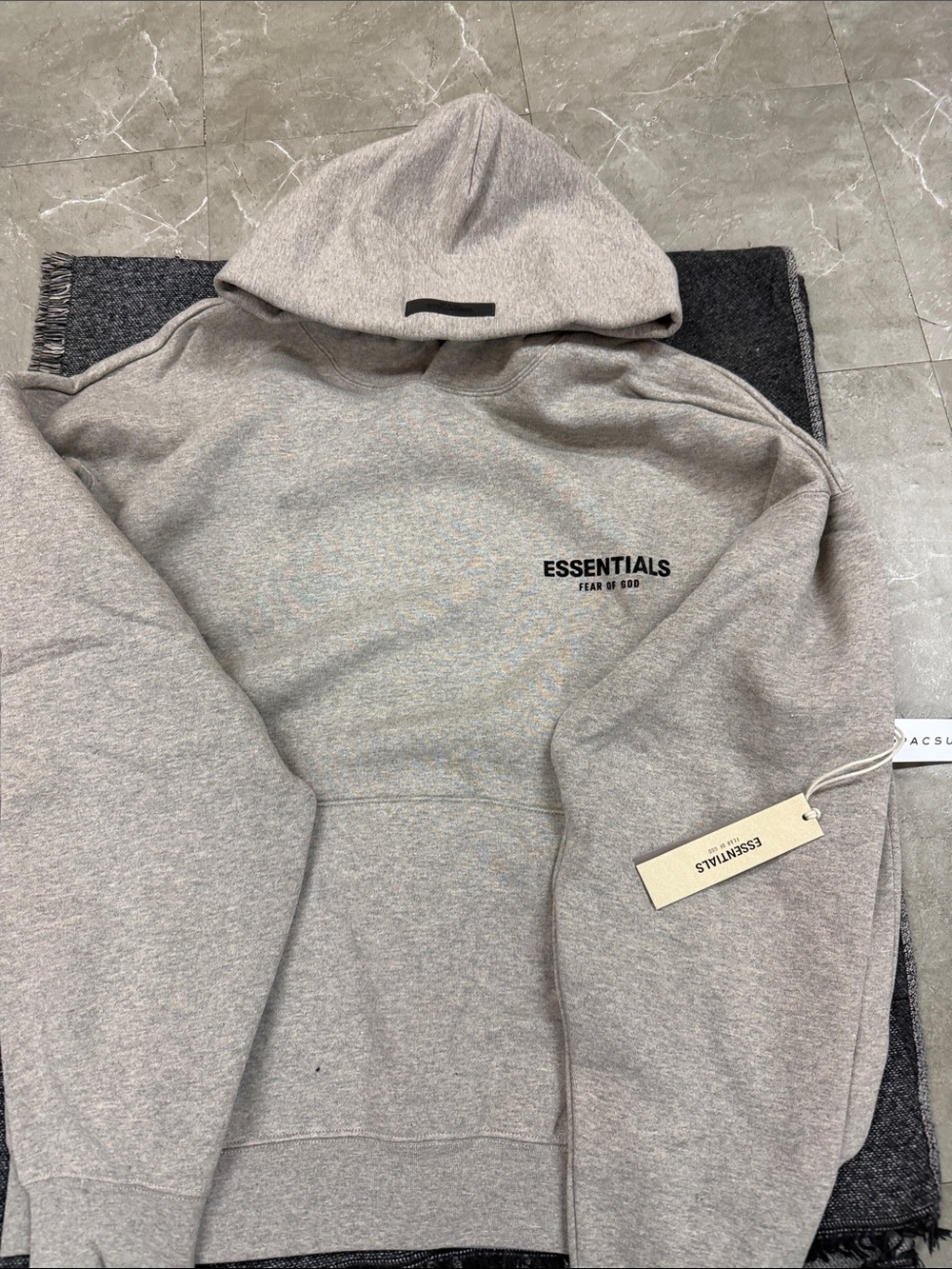 Essentials Heather Gray Pullover Hoodie with Chest Logo